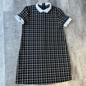 Zara Checkered Mini Dress Peter Pan Collar Preppy Dress Size M